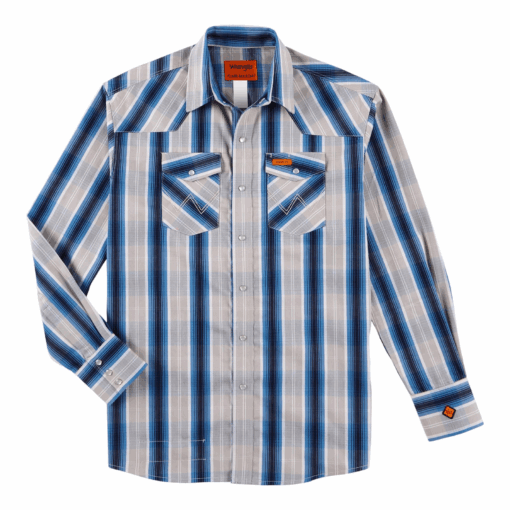 112319160 - Wrangler® FR Western Snap Shirt - Tan/Blue