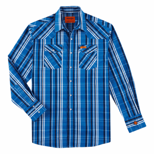 112319161 - Wrangler® FR Western Snap Shirt - Indigo Blue