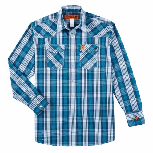112319162 - Wrangler® FR 20X Fashion Snap Shirt - Aqua Plaid