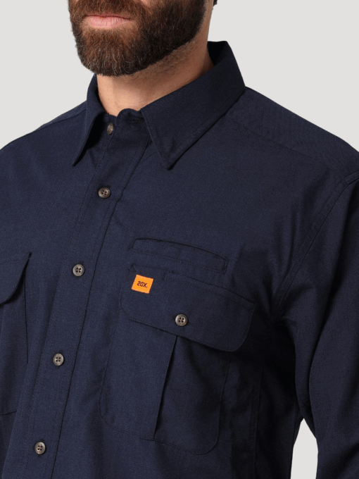 112319170 - Wrangler® FR Vented Work Shirt - Navy - Image 3