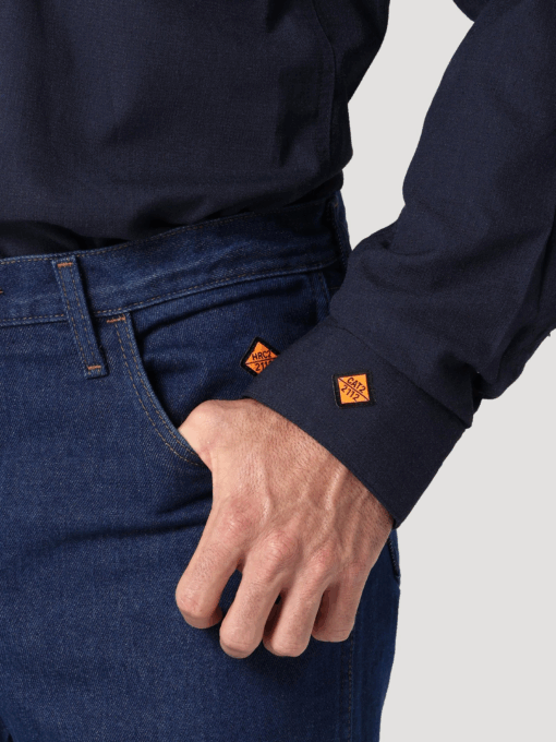 112319170 - Wrangler® FR Vented Work Shirt - Navy - Image 5