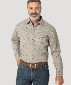 112319171 - Wrangler® FR 20X Fashion Snap Shirt - Tan/Aztec Print