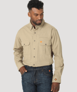 112319239 - Wrangler® FR Vented Work Shirt - Khaki
