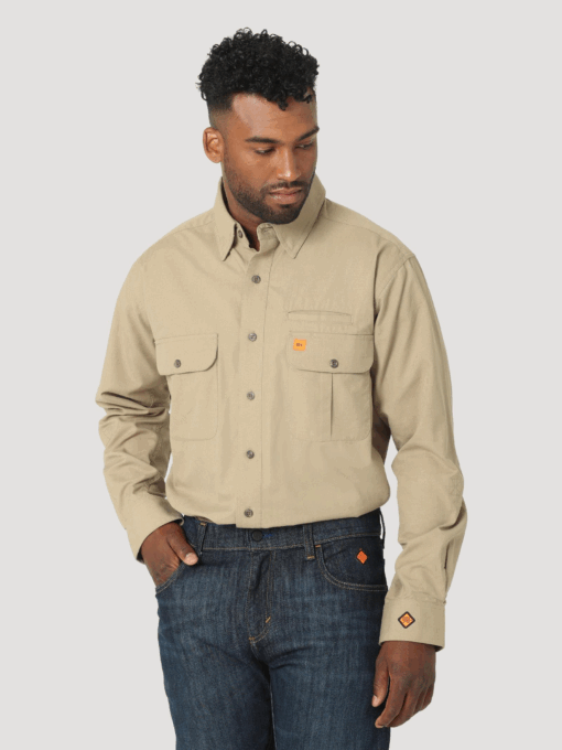 112319239 - Wrangler® FR Vented Work Shirt - Khaki