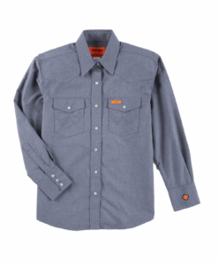 112320094 - Womens Wrangler® FR Long Sleeve Snap Workshirt - Grey