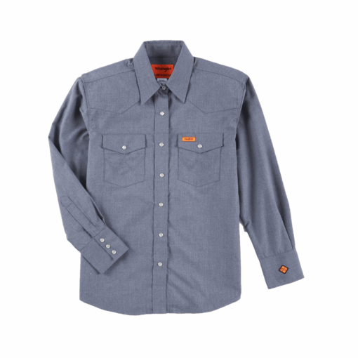 112320094 - Womens Wrangler® FR Long Sleeve Snap Workshirt - Grey