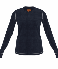 112335511 - Womens Wrangler® FR Flame Resistant Long Sleeve Henley - Navy