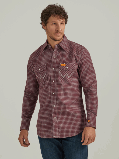 112337357 - Wrangler® FR Flame Resistant Long Sleeve Work Shirt - Burgundy