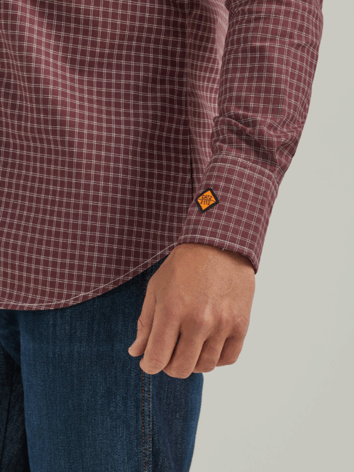 112337357 - Wrangler® FR Flame Resistant Long Sleeve Work Shirt - Burgundy - Image 4