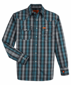 112337358 - Wrangler® FR Flame Resistant Long Sleeve Work Shirt - Black/Teal