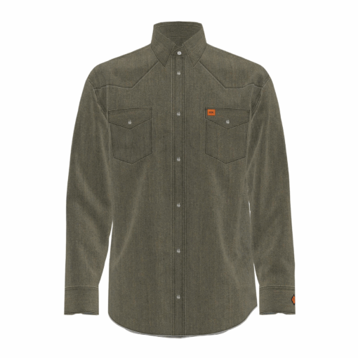 112337759 - Wrangler® FR Flame Resistant 20X Snap Long Sleeve Shirt - Heathered Khaki - Image 2