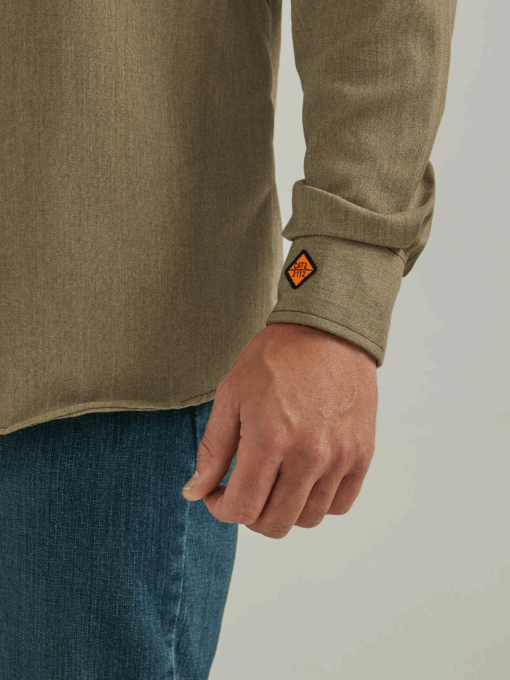 112337759 - Wrangler® FR Flame Resistant 20X Snap Long Sleeve Shirt - Heathered Khaki - Image 5