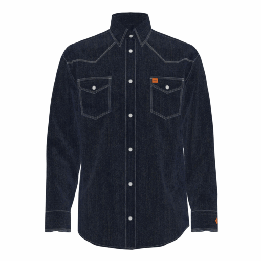 112337760 - Wrangler® FR Flame Resistant 20X Snap Long Sleeve Shirt - Navy - Image 2