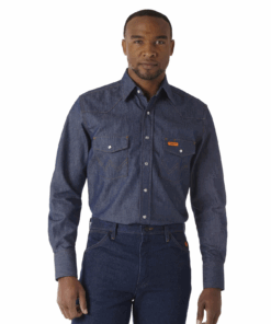 FR12127 - Wrangler® FR Flame Resistant Long Sleeve Twill Work Shirt - Indigo