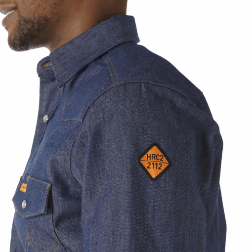 FR12127 - Wrangler® FR Flame Resistant Long Sleeve Twill Work Shirt - Indigo - Image 4