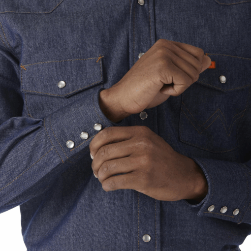 FR12127 - Wrangler® FR Flame Resistant Long Sleeve Twill Work Shirt - Indigo - Image 5