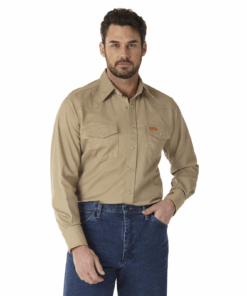 FR12140 - Wrangler® FR Flame Resistant Long Sleeve Twill Solid Shirt - Khaki