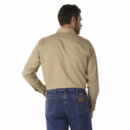 FR12140 - Wrangler® FR Flame Resistant Long Sleeve Twill Solid Shirt - Khaki - Image 2
