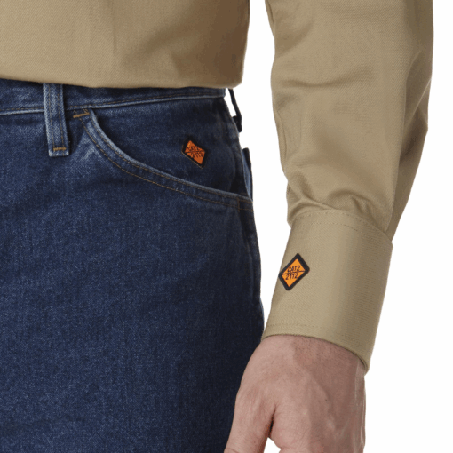 FR12140 - Wrangler® FR Flame Resistant Long Sleeve Twill Solid Shirt - Khaki - Image 4
