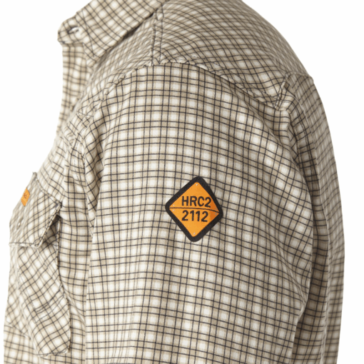 FR124MM - Wrangler® FR Flame Resistant Lightweight Work Shirt - Khaki/White Plaid - Image 4