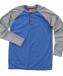 FR161BL - Wrangler® FR Flame Resistant Knit Baseball Henley - Blue