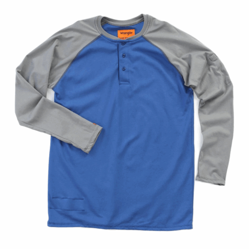 FR161BL - Wrangler® FR Flame Resistant Knit Baseball Henley - Blue