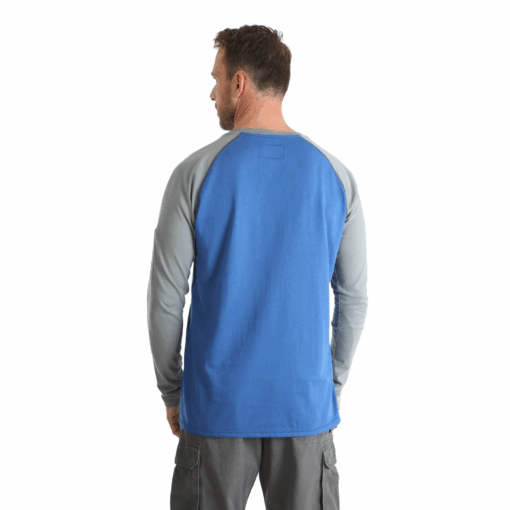 FR161BL - Wrangler® FR Flame Resistant Knit Baseball Henley - Blue - Image 2