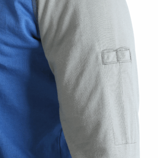 FR161BL - Wrangler® FR Flame Resistant Knit Baseball Henley - Blue - Image 3