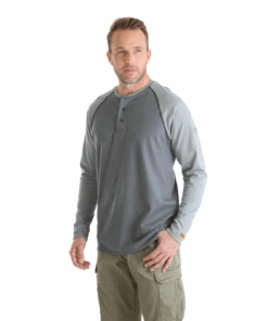 FR161GY - Wrangler® FR Flame Resistant Knit Baseball Henley - Grey