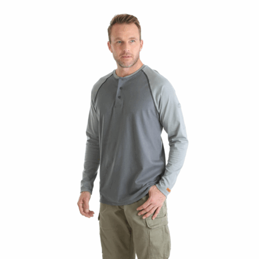 FR161GY - Wrangler® FR Flame Resistant Knit Baseball Henley - Grey