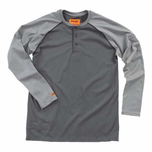 FR161GY - Wrangler® FR Flame Resistant Knit Baseball Henley - Grey - Image 2