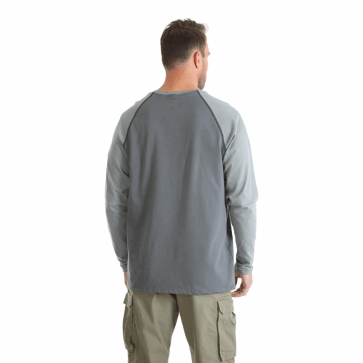 FR161GY - Wrangler® FR Flame Resistant Knit Baseball Henley - Grey - Image 3