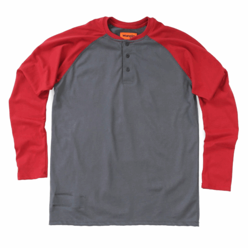 FR161RD - Wrangler® FR Flame Resistant Knit Baseball Henley - Red - Image 2