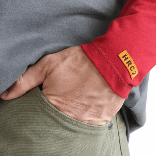 FR161RD - Wrangler® FR Flame Resistant Knit Baseball Henley - Red - Image 5
