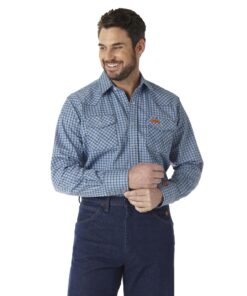 FR123BL - Wrangler® FR Flame Resistant Long Sleeve Work Shirt - Blue Plaid