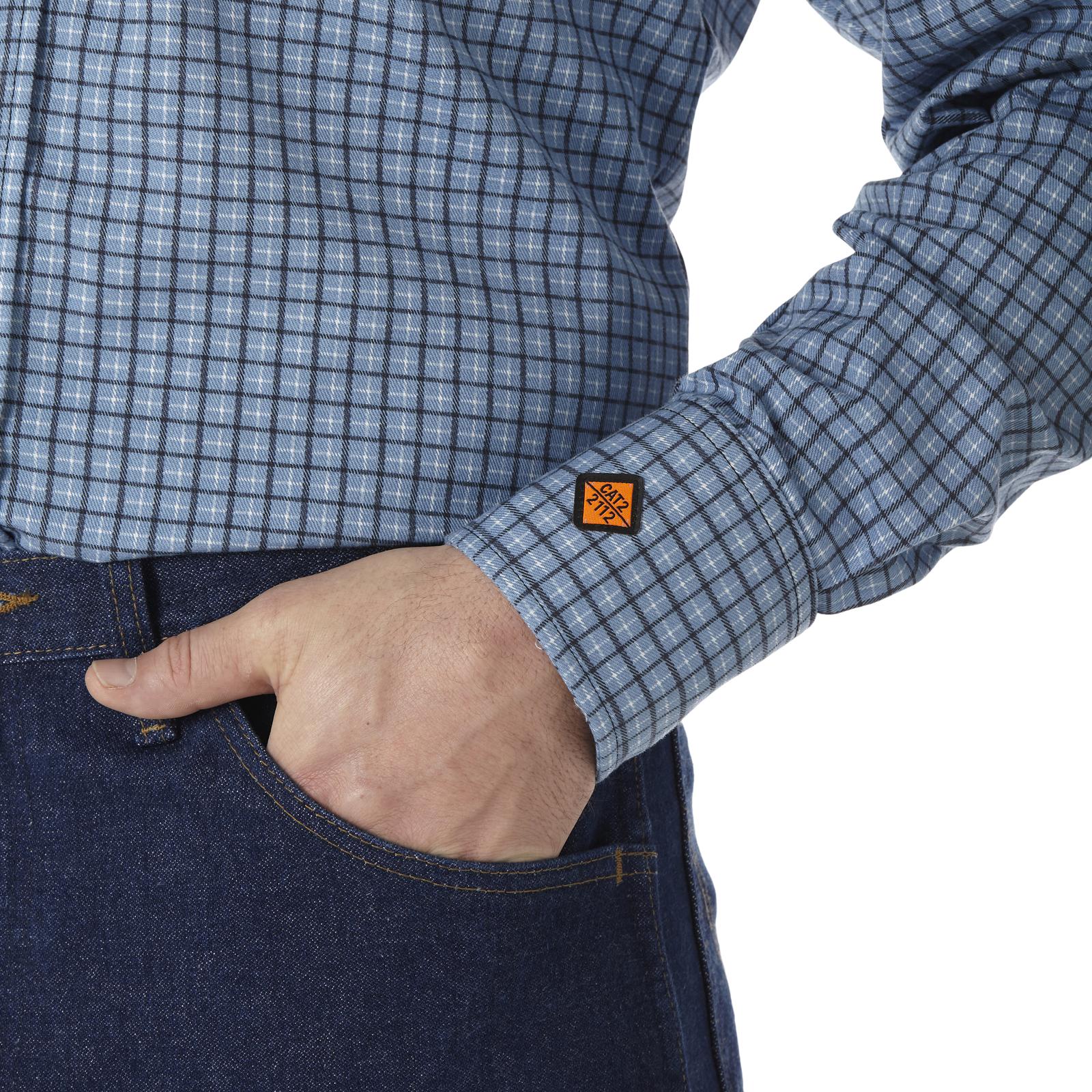 FR123BL - Wrangler® FR Flame Resistant Long Sleeve Work Shirt - Blue Plaid - Image 4