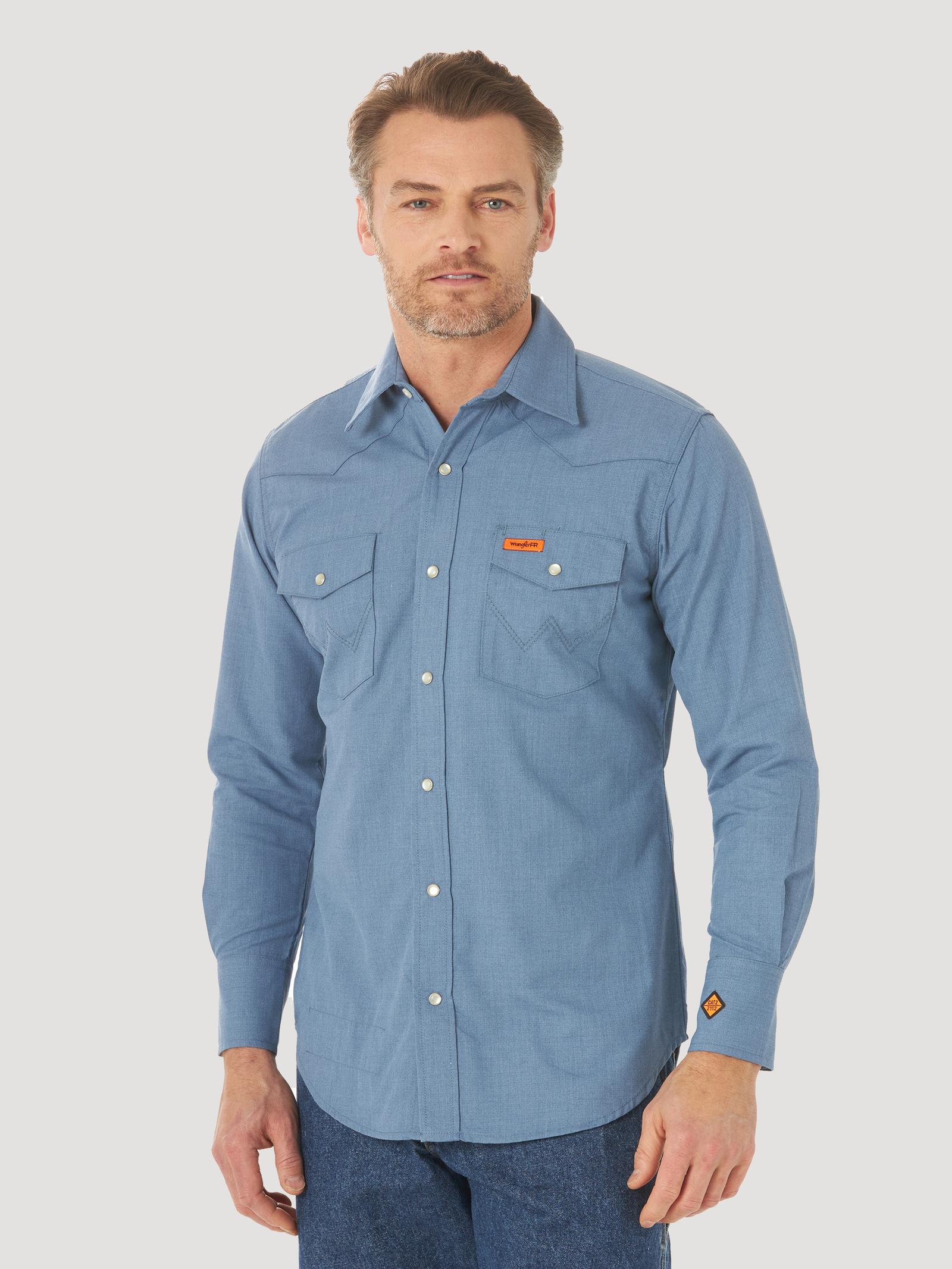 FR145BL - Wrangler® FR Flame Resistant Long Sleeve Work Shirt - Blue - Image 2