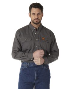 FR3W5GY - Wrangler® FR Flame Resistant Long Sleeve Work Shirt - Slate Grey