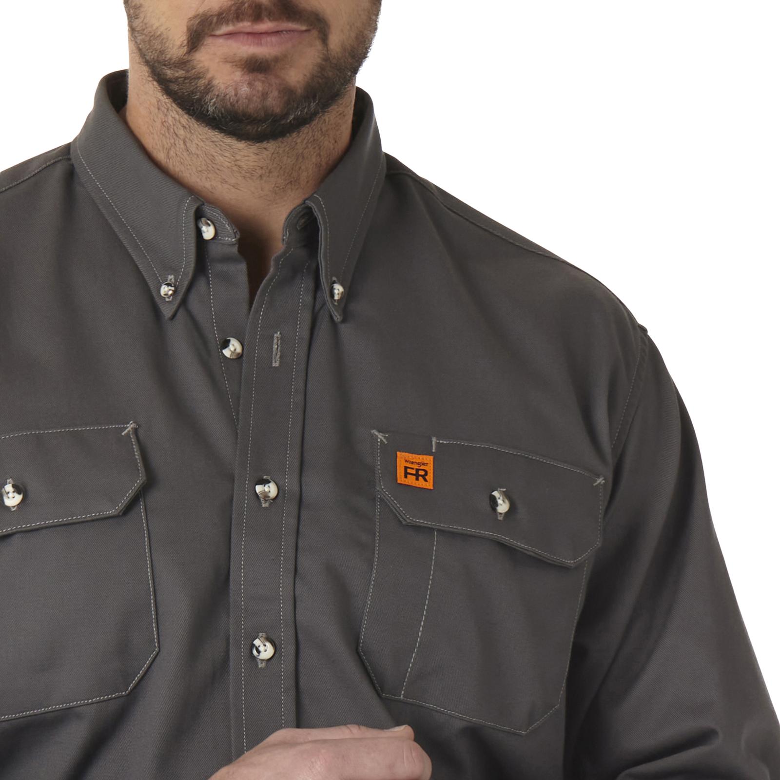 FR3W5GY - Wrangler® FR Flame Resistant Long Sleeve Work Shirt - Slate Grey - Image 3