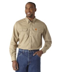 FR3W5KH - Wrangler® FR Flame Resistant Long Sleeve Work Shirt - Khaki