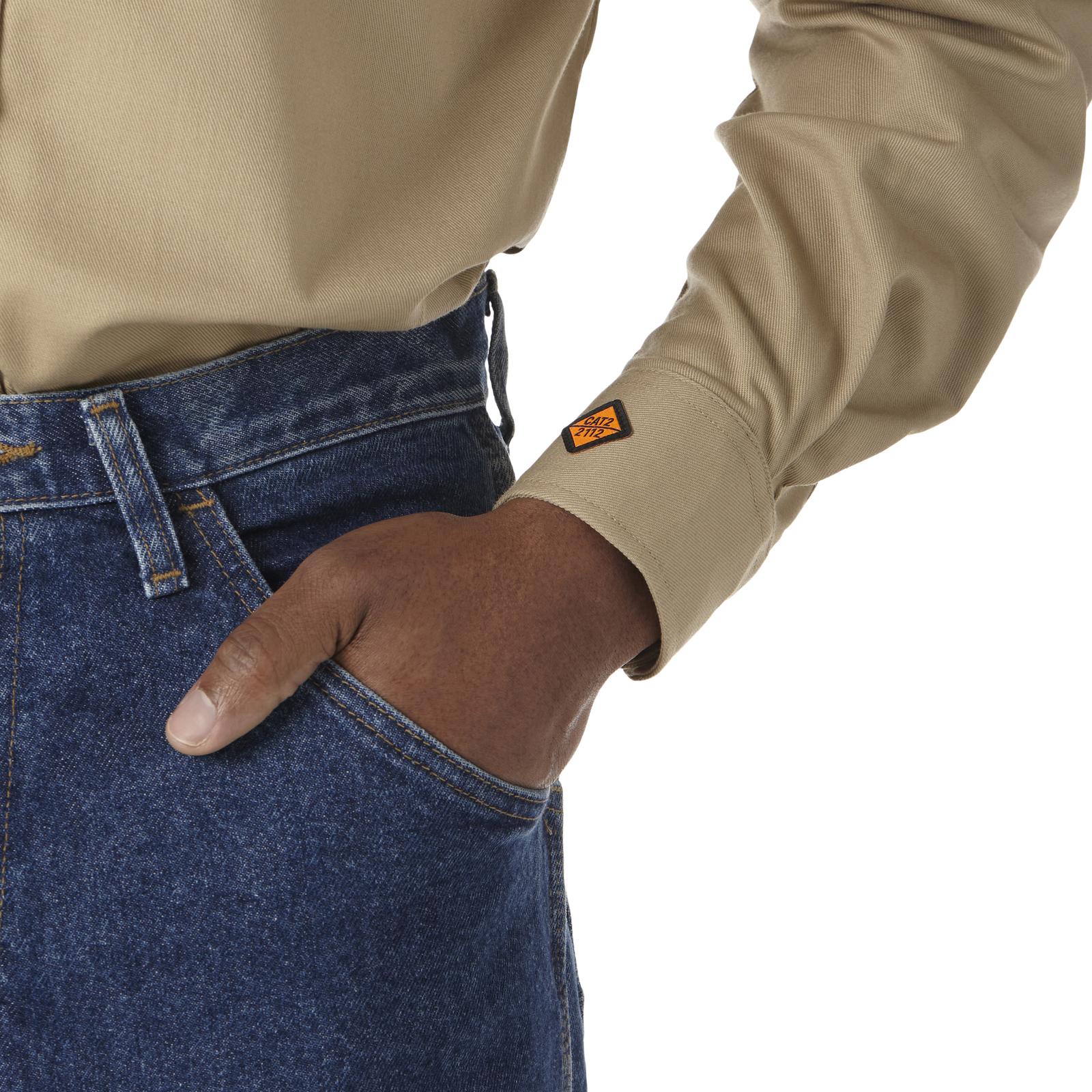 FR3W5KH - Wrangler® FR Flame Resistant Long Sleeve Work Shirt - Khaki - Image 4