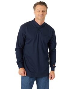 FR3W7NY - Wrangler® FR Flame Resistant Long Sleeve Henley - Navy