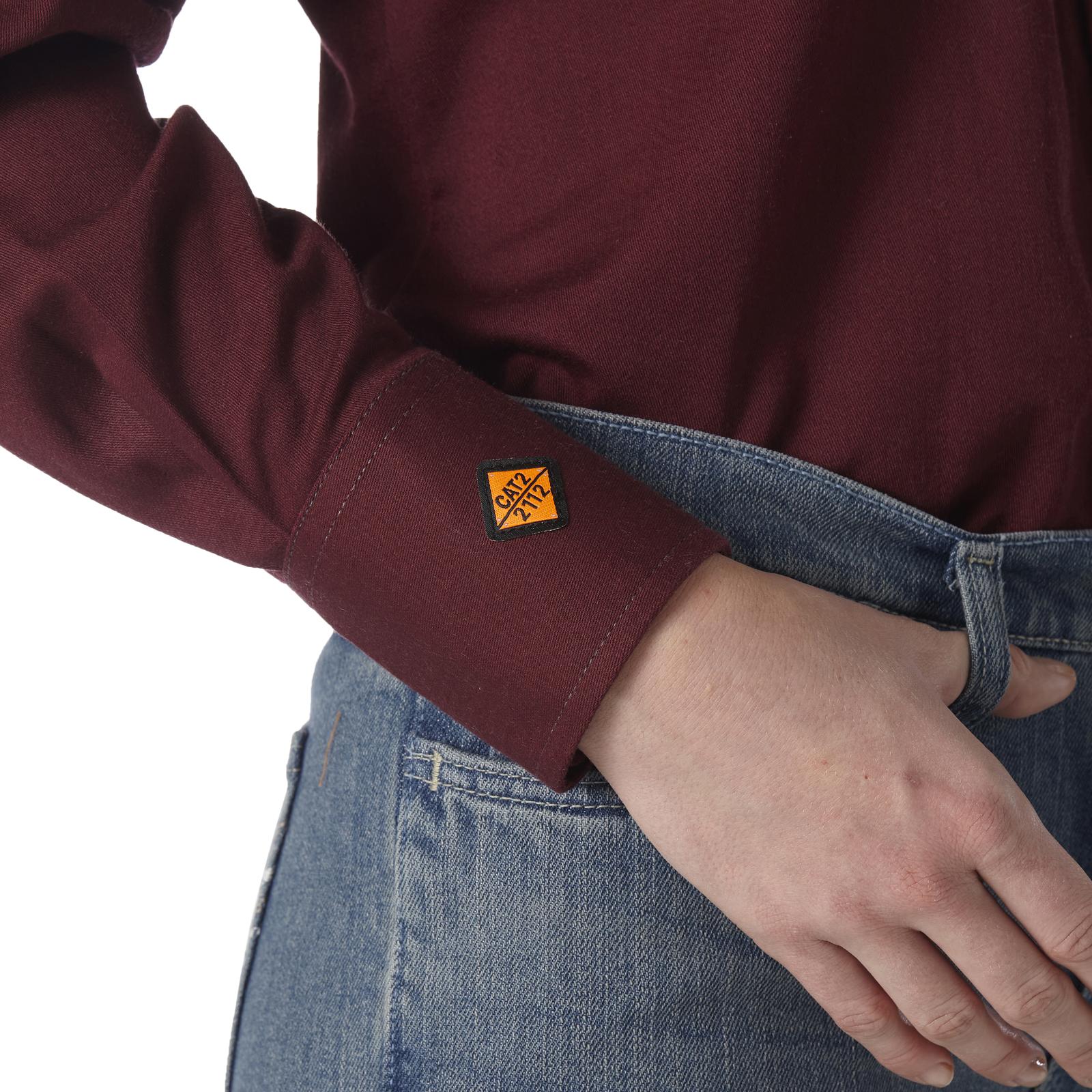 FRLW04R - Womens Wrangler® FR Flame Resistant Long Sleeve Shirt - Burgundy - Image 4