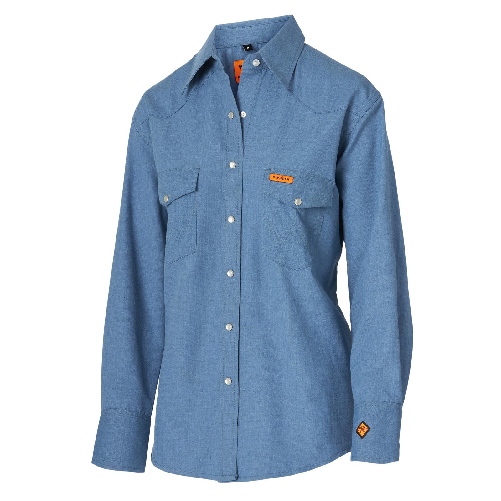 FRLW11B - Womens Wrangler® FR Flame Resistant Work Shirt Snaps - Blue - Image 3
