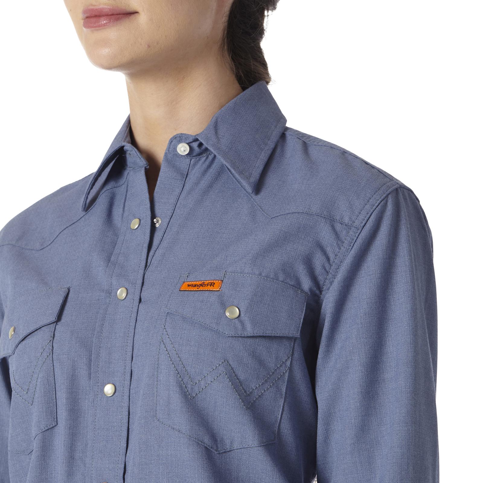 FRLW11B - Womens Wrangler® FR Flame Resistant Work Shirt Snaps - Blue - Image 6