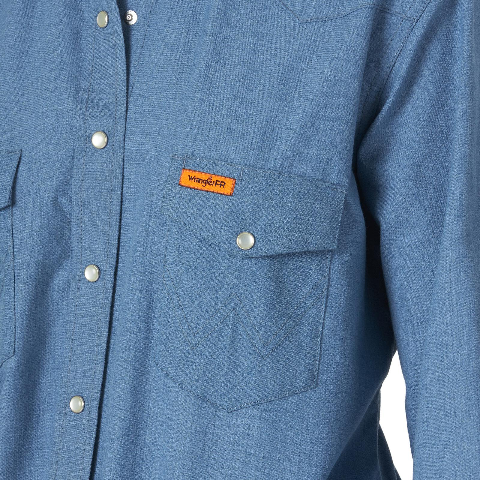 FRLW11B - Womens Wrangler® FR Flame Resistant Work Shirt Snaps - Blue - Image 8